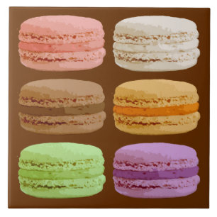 Franse Macarons, Meerkleurige Pastels Tegeltje