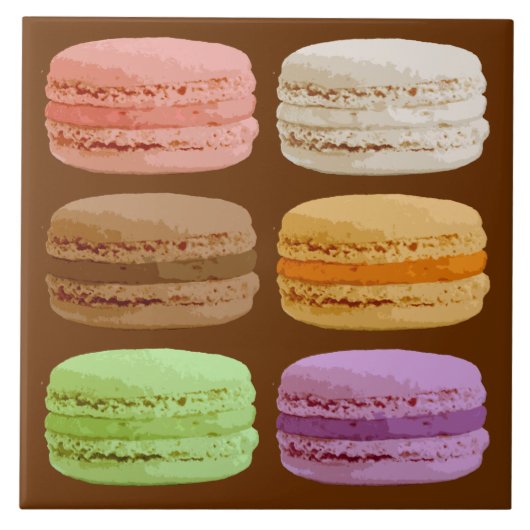 Franse Macarons, Meerkleurige Pastels Tegeltje (Voorkant)