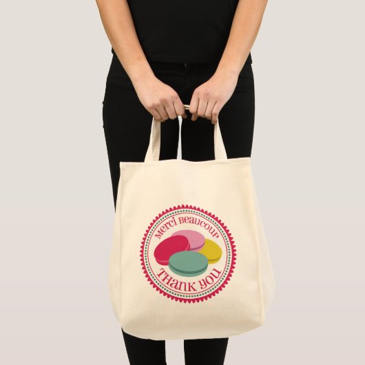 Franse Macarons Merci Beaucoup bedankt Tote Bag (Voorkant (product))