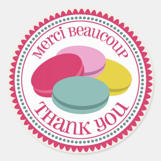 Franse Macarons Merci Envelope Sticker (Voorkant)