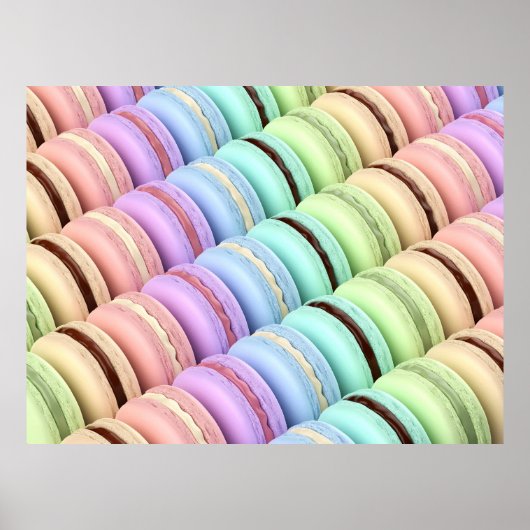 Franse macarons met verschillende kleuren en smake poster (Voorkant)