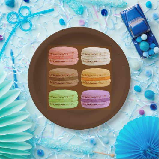 Franse Macarons, Multi-Kleurige Pastelkeramiek Teg Papieren Bordje (Feest)