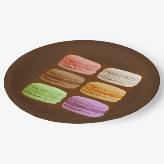 Franse Macarons, Multi-Kleurige Pastelkeramiek Teg Papieren Bordje (Gekanteld)