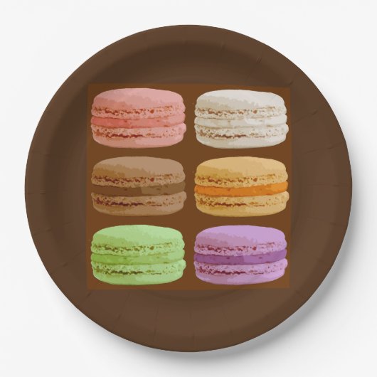 Franse Macarons, Multi-Kleurige Pastelkeramiek Teg Papieren Bordje (Voorkant)