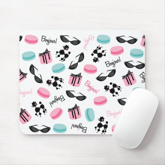 Franse Macarons Poodles & Sunbril Mousepad Muismat (Met muis)