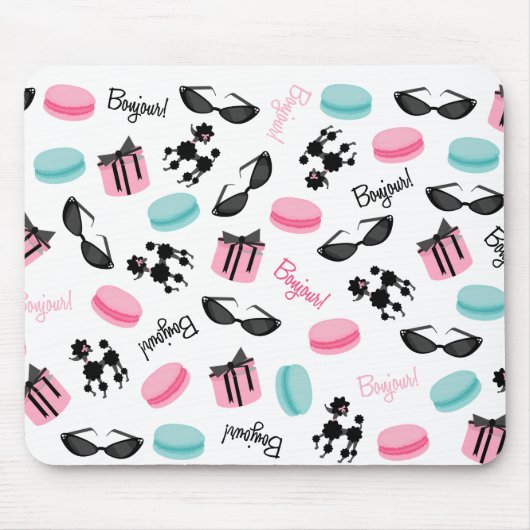 Franse Macarons Poodles & Sunbril Mousepad Muismat (Voorkant)