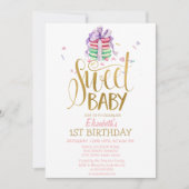 Franse Macarons Striped Birthday Invitation Kaart (Voorkant)