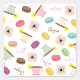 Franse Macarons Teacups & Anemones Sticker