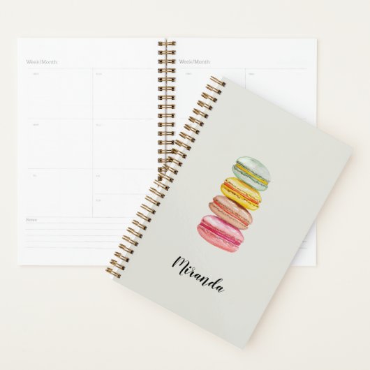 Franse Macarons Waterverf handgeschilderd monogram Planner (Display)