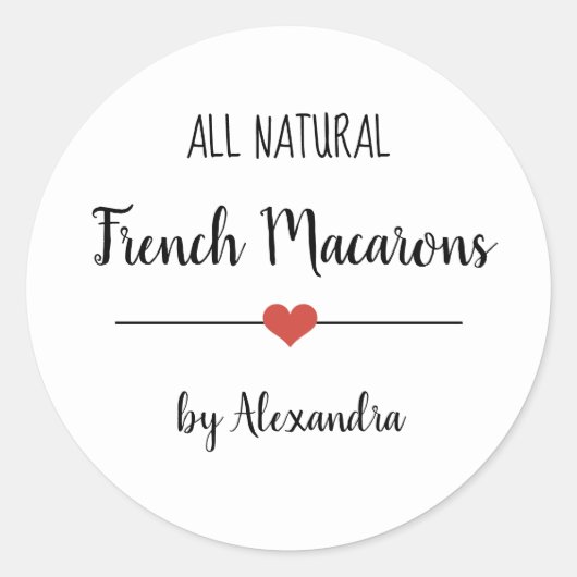 Franse Macarons wit script Ronde Sticker (Voorkant)