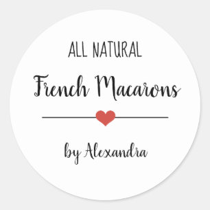 Franse Macarons wit script Ronde Sticker