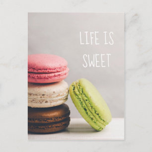 Franse macaroons in pastel- kleuren briefkaart