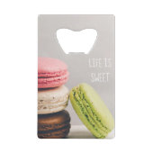 Franse macaroons in pastel- kleuren creditkaart flessenopener (Voorkant)