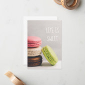 Franse macaroons in pastel- kleuren notitiekaartje (Voorkant / Achterkant in situ)