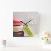 Franse macaroons in pastel- kleuren vierkante klok (Huis)