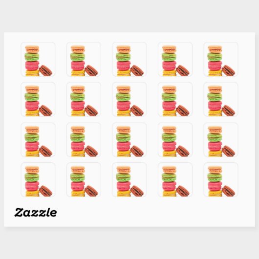 Franse macaroons vierkante sticker (Vel)