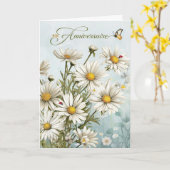 Franse madeliefjes en lieveheersbeestjes verjaarda kaart (Gele Bloem)