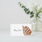 Franse Manicure Hand Gouden Glitter Bling Nail Tec Visitekaartje (Staand voorkant)