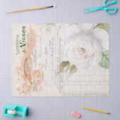 Franse Manuscript White Rose Flower Ephemera Decou Tissuepapier (Craft)