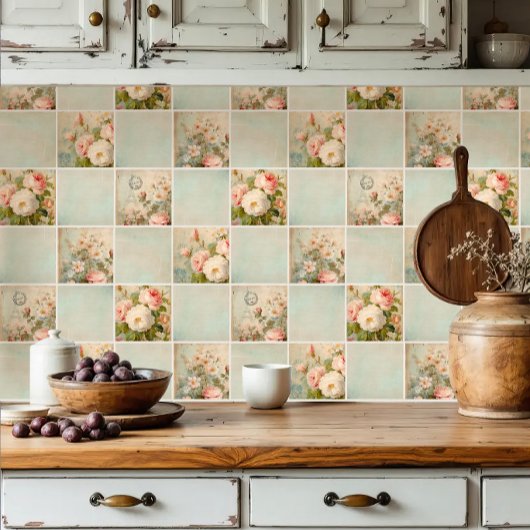 Franse Markt Bloem Bloemen Roze en Wit Tegeltje