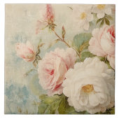 Franse Markt Bloem Bloemen Roze en Wit Tegeltje (Voorkant)