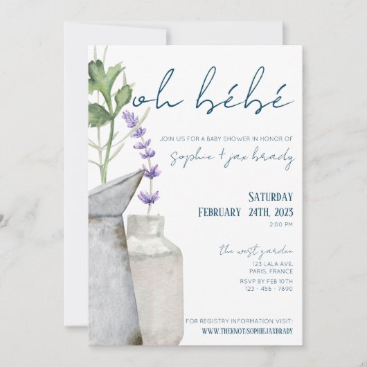 Franse markt - bloemen - uitnodiging tot Baby show (Voorkant)