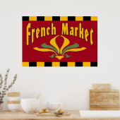 Franse markt Fleur De Lis Sign Poster (Keuken)