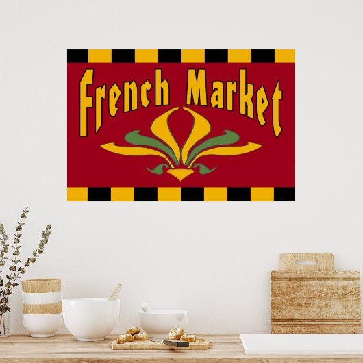 Franse markt Fleur De Lis Sign Poster (Keuken)