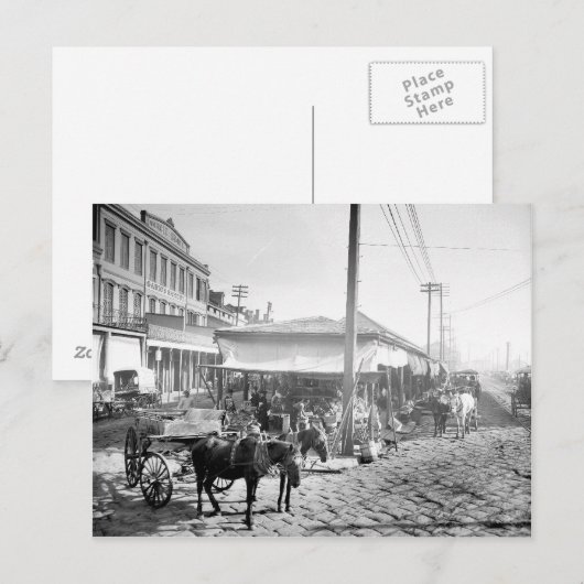 Franse markt in New Orleans, 1906 Briefkaart (Voorkant / Achterkant)
