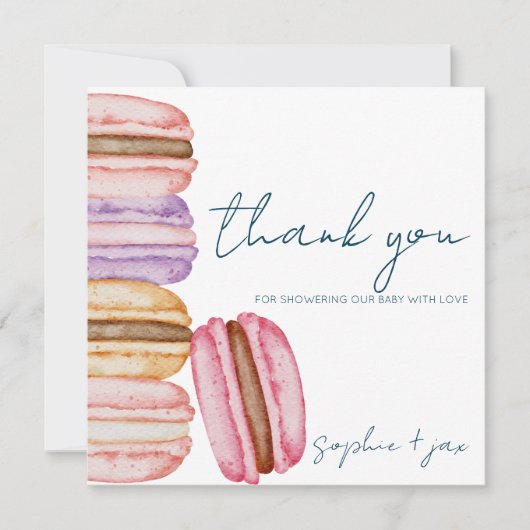 Franse markt - Macaroons - Shower - Hartelijk dank Bedankkaart (Voorkant)