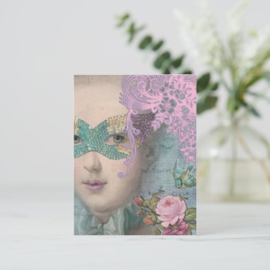 Franse Masquerade Briefkaart (Staand voorkant)