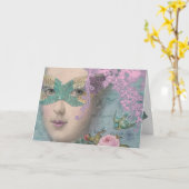 Franse Masquerade Kaart (Gele Bloem)