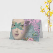 Franse Masquerade Kaart (Gele Bloem)