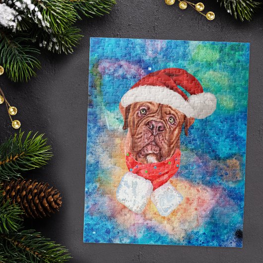 Franse Mastiff Ras Hond Kerstmis Legpuzzel