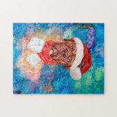 Franse Mastiff Ras Hond Kerstmis Legpuzzel (Horizontaal)