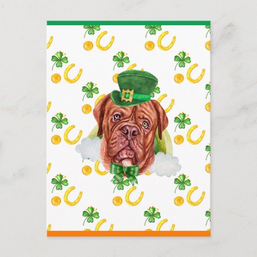 Franse Mastiff Shamrock St. Patricks Day Feestdagenkaart (Voorkant)