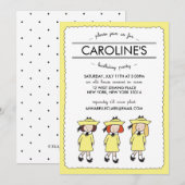 Franse meisjes | verjaardagsuitnodiging kaart (Voorkant / Achterkant)