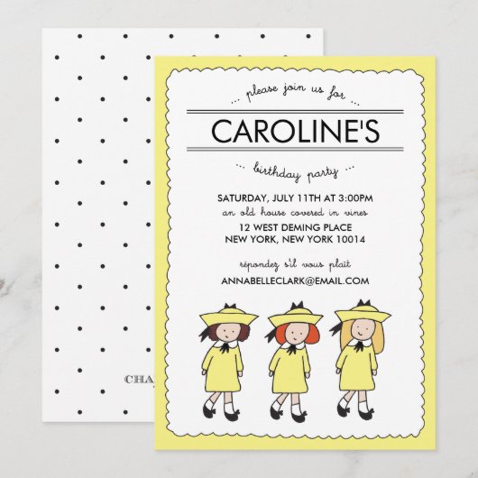 Franse meisjes | verjaardagsuitnodiging kaart (Voorkant / Achterkant)