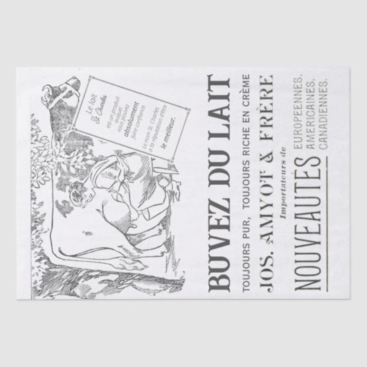 Franse Melk Koe Advertentie  Decoupage Tissuepapier (Voorkant)