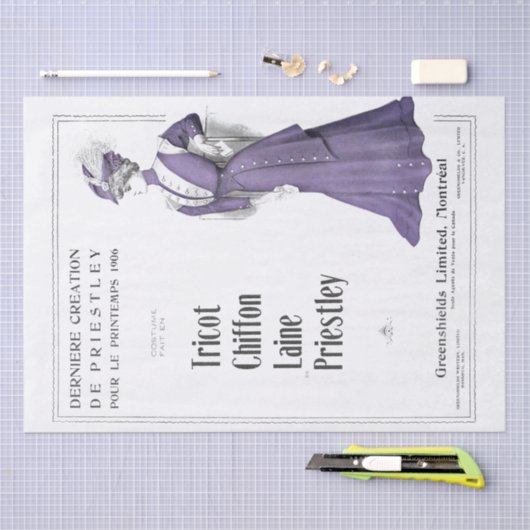 Franse Mode Ad  Dame Paarse Decoupage Tissuepapier (Craft)