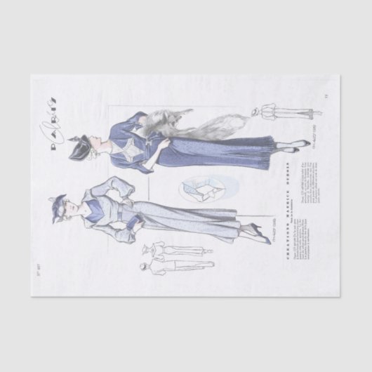 Franse Mode Advertentie Chique Jurk Decoupage Tissuepapier (Voorkant)