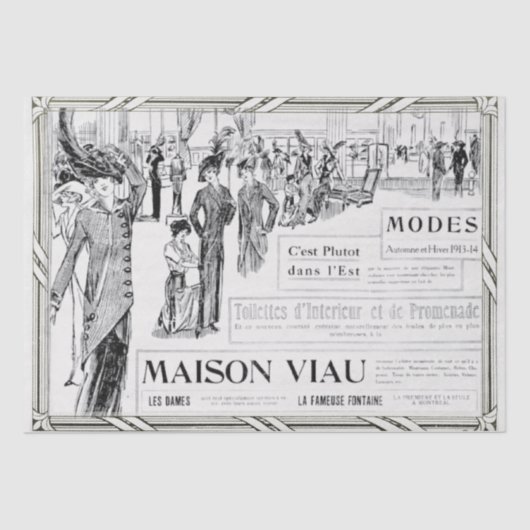 Franse Mode Advertentie Lady Lijst Decoupage Tissuepapier (Voorkant)