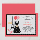 Franse Mode Birthday Uitnodiging (Voorkant / Achterkant)