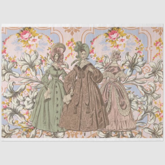 Franse Mode en Bloemen Decoupage Tissue Paper Tissuepapier (Voorkant)