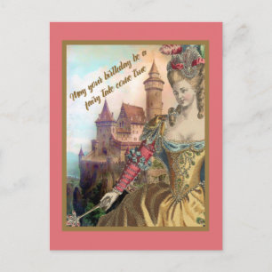 Franse  Mode en Castle Birthday Briefkaart