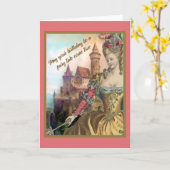 Franse  Mode en Kasteelverjaardag Kaart (Gele Bloem)