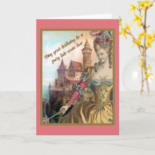 Franse  Mode en Kasteelverjaardag Kaart (Gele Bloem)