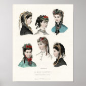 Franse Mode Illustratie Vrouwen in Petten Poster (Voorkant)