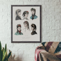 Franse Mode Illustratie Vrouwen in Petten