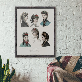  Franse Mode Illustratie Vrouwen in Petten Poster